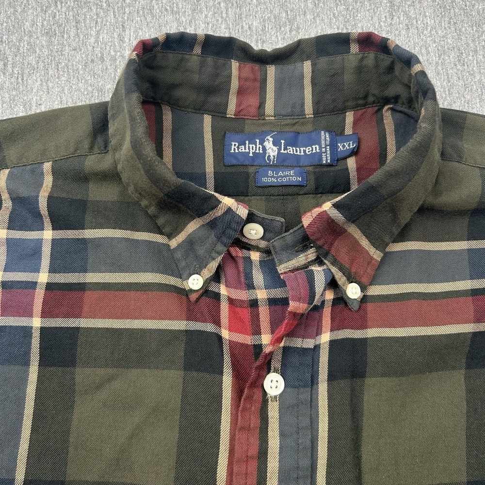 Ralph Lauren Blaire Shirt Mens XXL Green Blue Red Plaid Cotton Button Down - Picture 6 of 13
